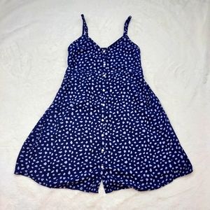 Aerie Blue Periwinkle Spot Pebble Pattern Button Down Sleeveless Dress Size XS